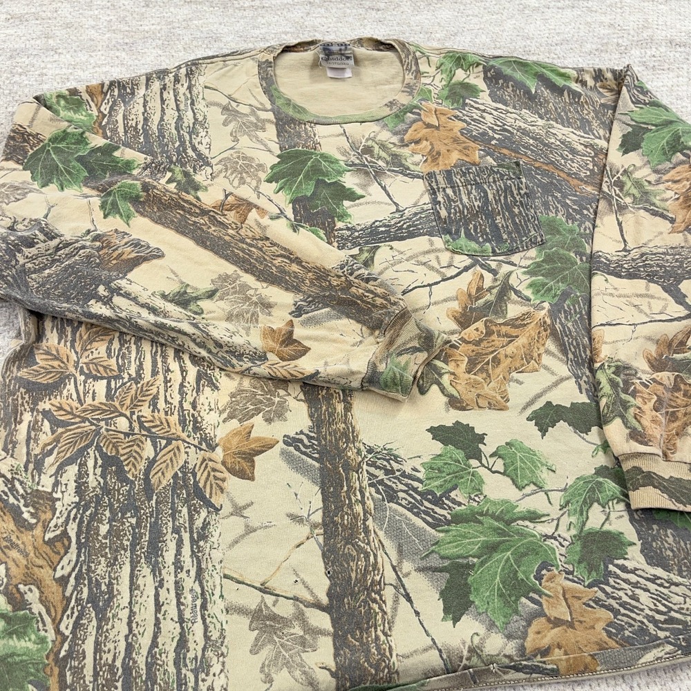 Vintage Trebark Camo Shirt Men 3XL Long Sleeve 90s Y2K USA Jerzees Faded Grunge - Picture 7 of 15